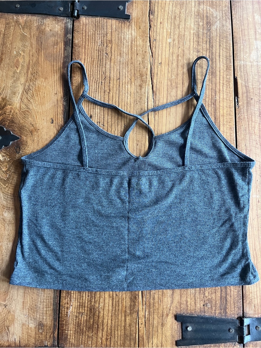 Mudd Ribbed Tank Top - Charcoal Gray - Picture 2 of 3